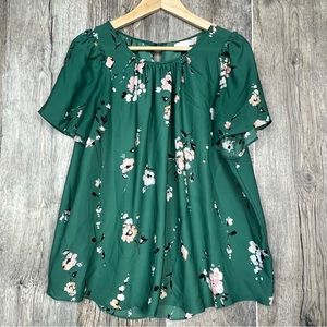 LC Lauren Conrad Green Floral Top
